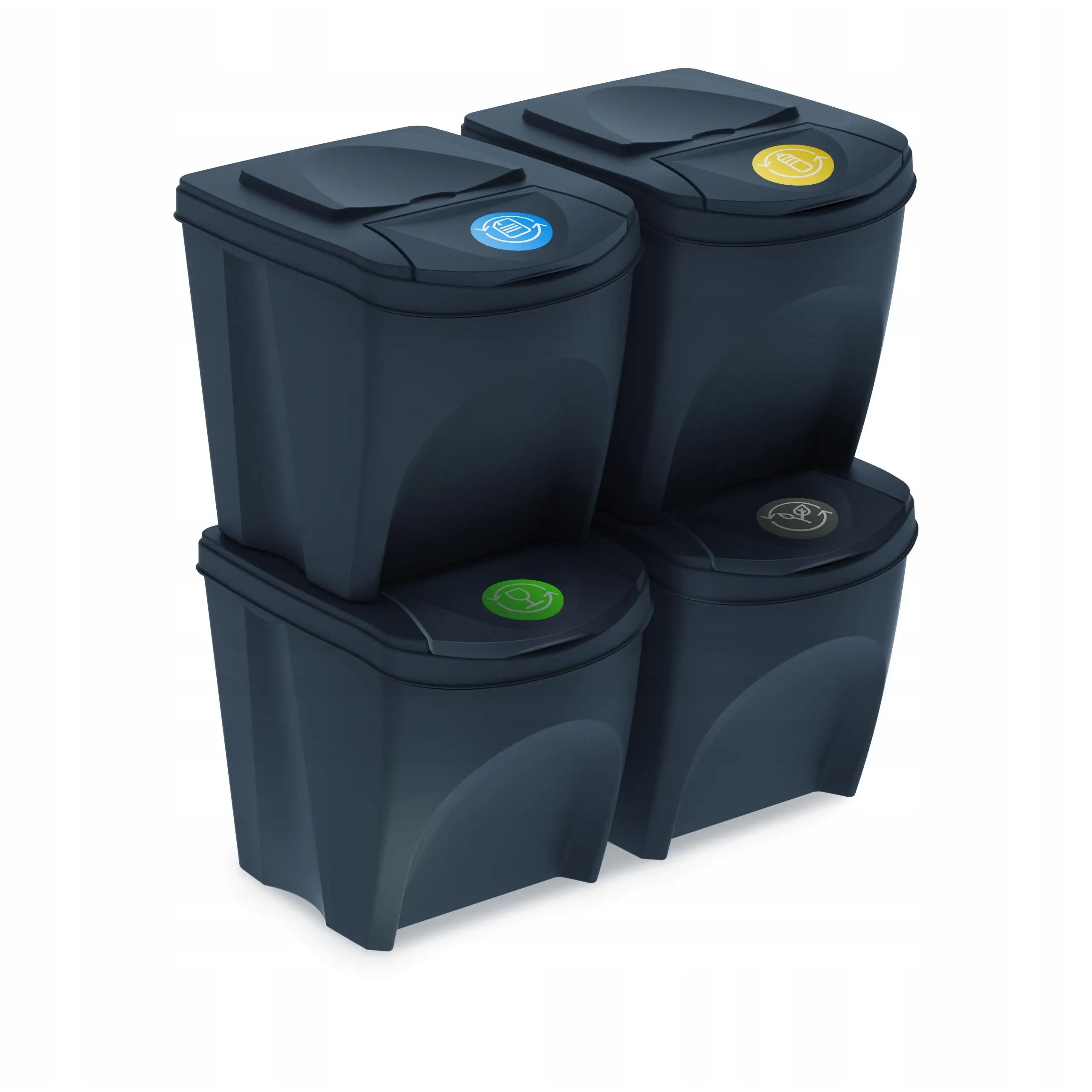 Juego de 4 cubos de reciclaje 100L Prosperplast Sortibox de plastico en color antracita