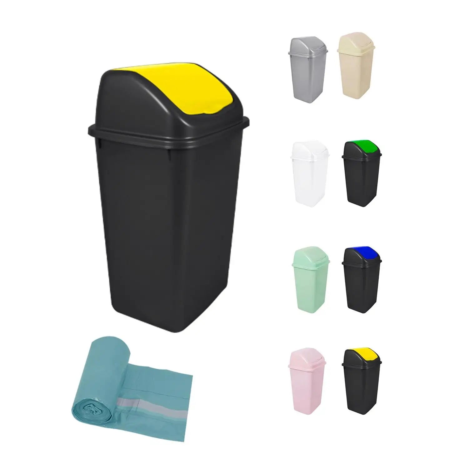JARDIN202 - Cubo de Basura con Tapadera Basculante - 30/50 Litros - Ideal para Hogar y Oficina
