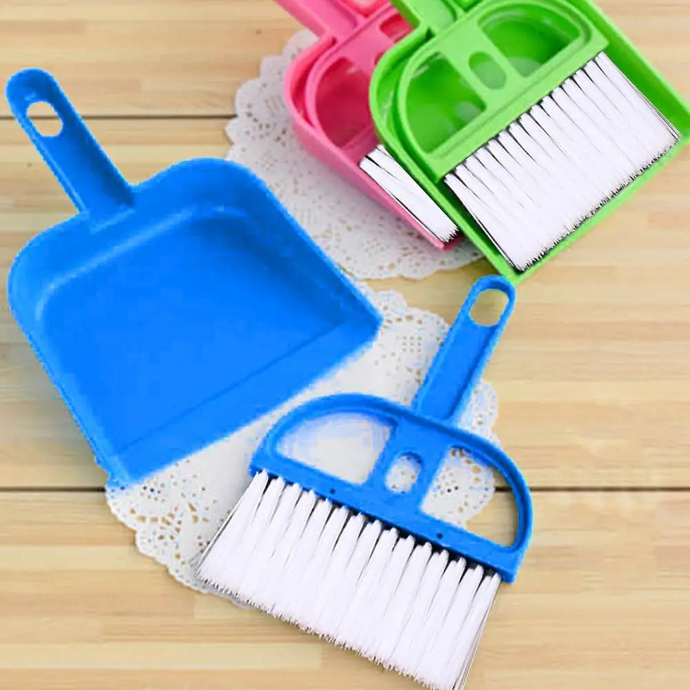 Mini escoba y recogedor con pala de basura para limpieza de escritorio, cepillo de mano portátil de plástico, barredora, limpiador de teclado