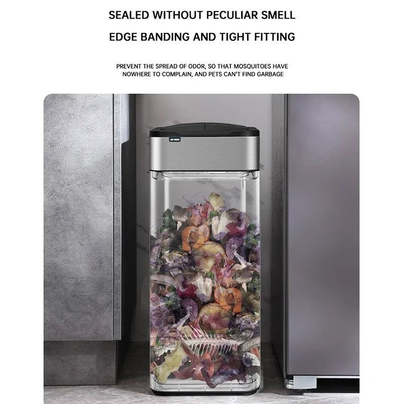 Cubo de basura de 9/15/20/30/40/50/60L, cubo de basura con Sensor inteligente de acero inoxidable de gran capacidad, cubo de basura automático, cubo de basura de cocina