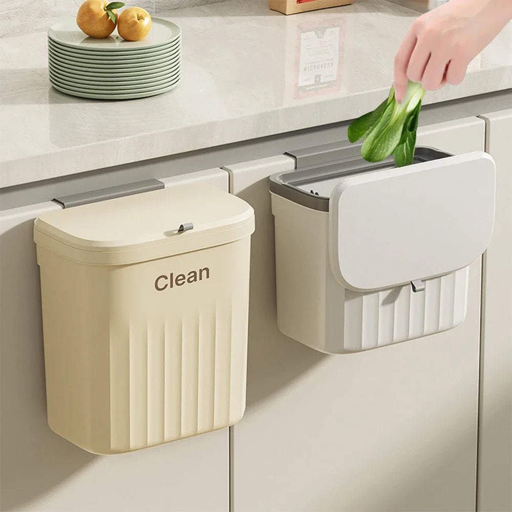 Cubo de basura de cocina, cubo de basura colgante montado en la pared con tapa, cubo de basura para gabinete debajo del fregadero, cubo de basura para Compost, 8,5/12L