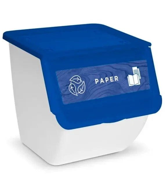Cubo de Basura de Reciclaje - Pack 3 Cubos Apilables de Cocina con Ruedas - Capacidad 36 L - Ideal para Reciclar (Plástico - Papel - Vidrio)