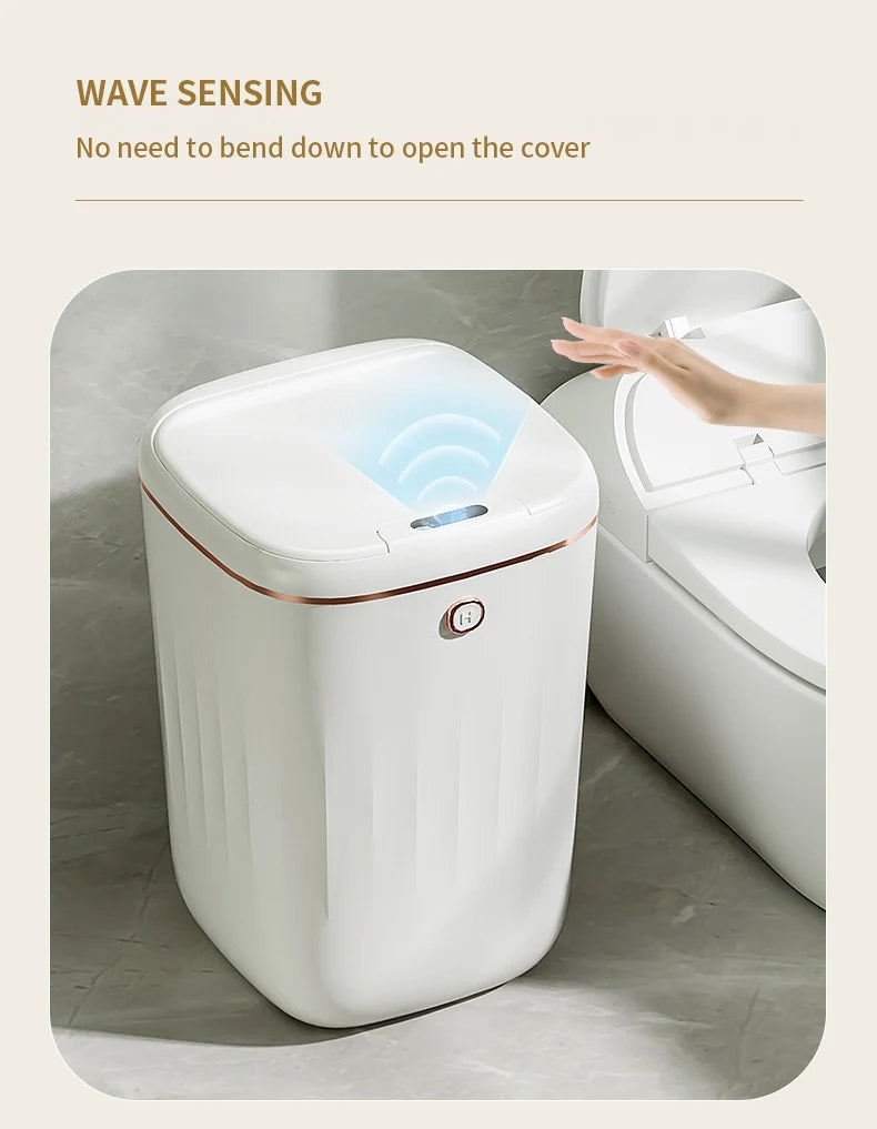 Cubo de basura inteligente para baño de 24/20L, cubo de basura con Sensor automático, cubo de basura de inducción de gran capacidad para cocina y baño