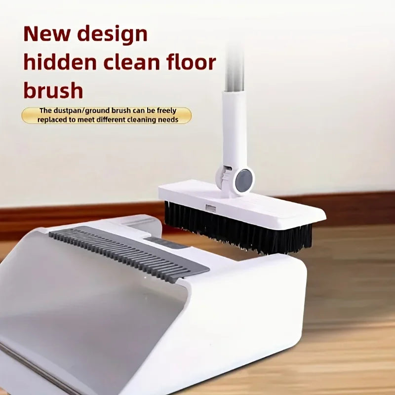 Juego de escoba y recogedor plegable 4 en 1: plástico duradero, diseño de fácil almacenamiento para limpieza del hogar, incluye escobilla de agua,