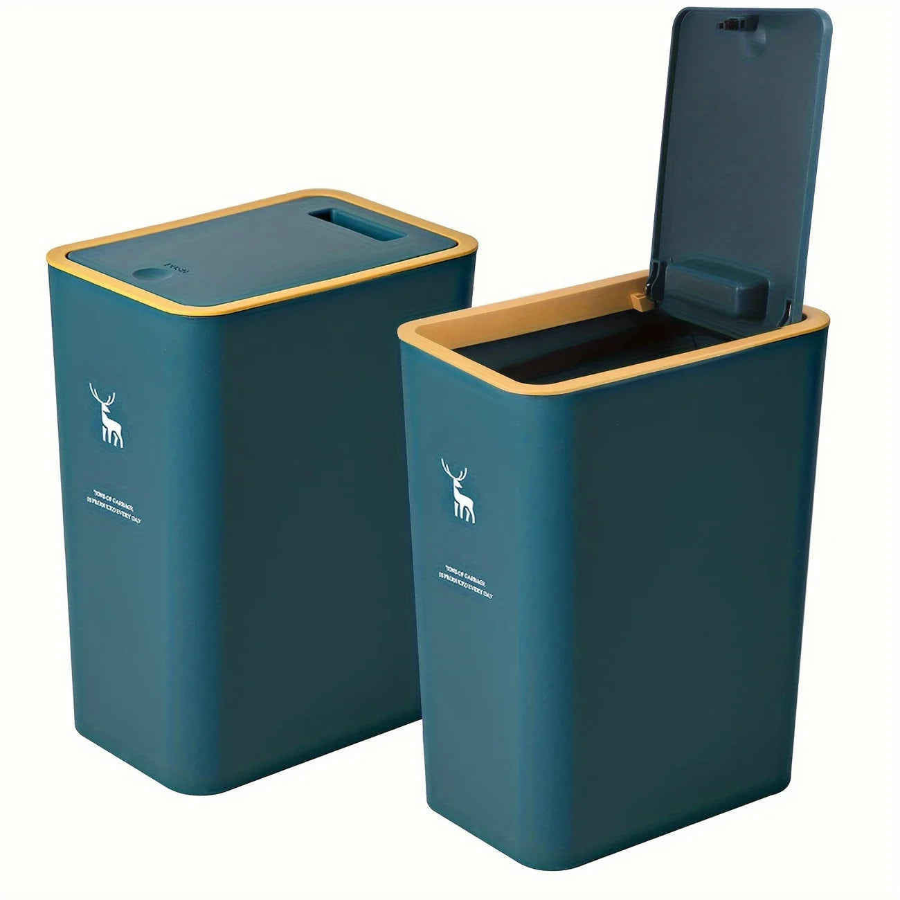 Cubo de basura para baño, cubo de basura de 15L con tapa superior de prensa para cocina, dormitorio, sala de estar, papelera de plástico con tapa emergente, 1 ud.