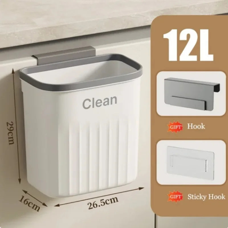 Cubo de basura de cocina, cubo de basura colgante montado en la pared con tapa, cubo de basura para gabinete debajo del fregadero, cubo de basura para Compost, 8,5/12L