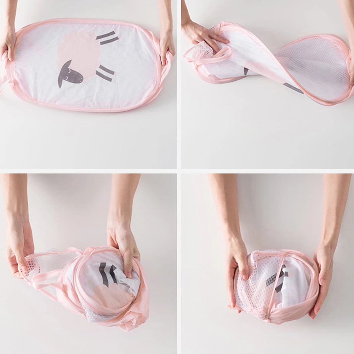 Cesta de ropa sucia de malla plegable de dibujos animados