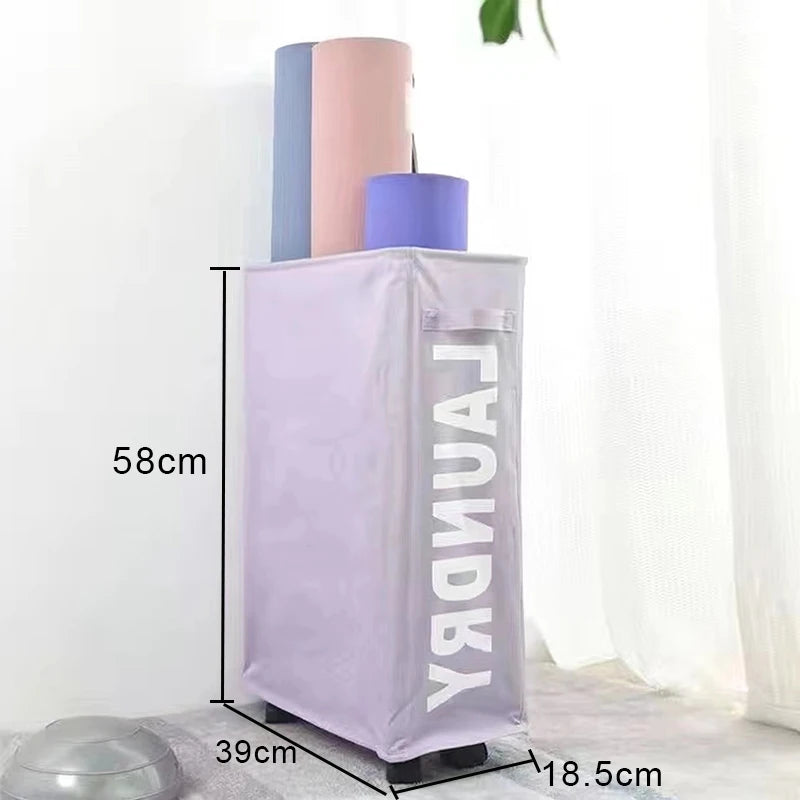 Cesta para la colada con ruedas, cesta de almacenamiento para esterilla de Yoga de gran capacidad, bolsa de almacenamiento de ropa sucia impermeable plegable multifuncional