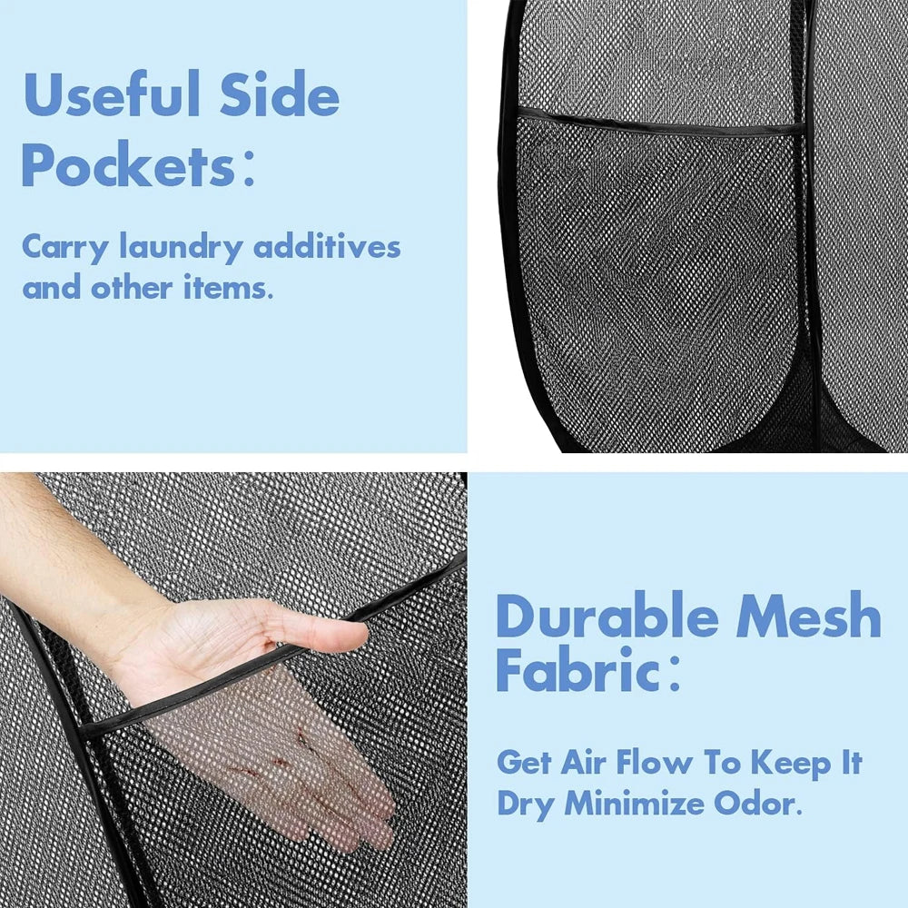 Cesta de lavandería plegable para ropa sucia, cesto emergente de malla, bolsa de almacenamiento de juguetes para el hogar, baño, dormitorio, viaje, 1-10 Uds.