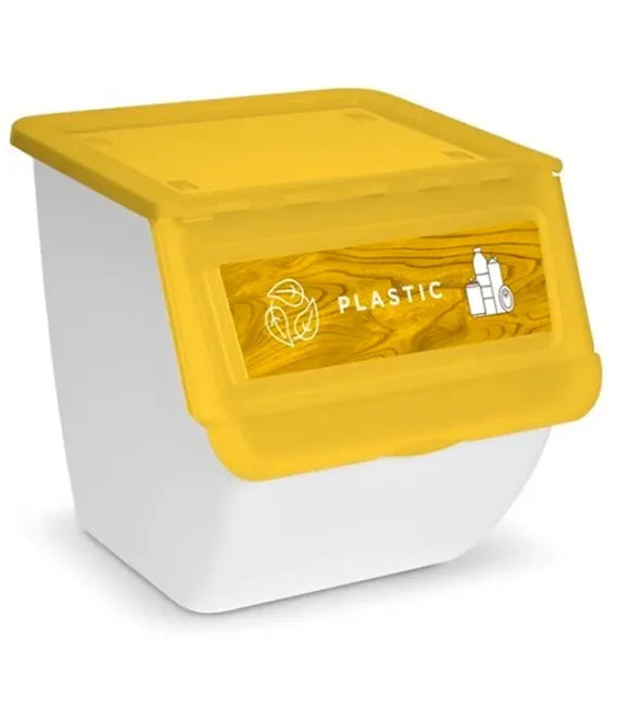 Cubo de Basura de Reciclaje - Pack 3 Cubos Apilables de Cocina con Ruedas - Capacidad 36 L - Ideal para Reciclar (Plástico - Papel - Vidrio)