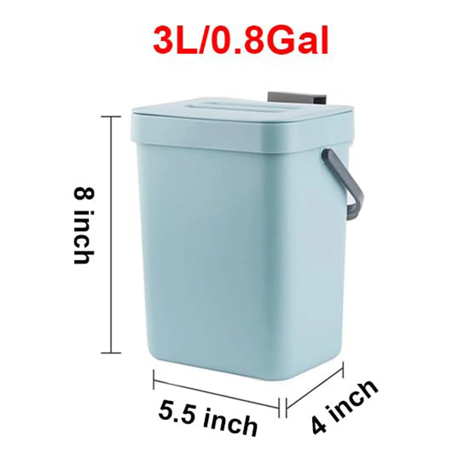 Cubo de basura pequeño de plástico, cubo de basura pequeño colgante con tapa debajo del fregadero para cocina, cubo de basura para alimentos, cubo de basura montable para Baño