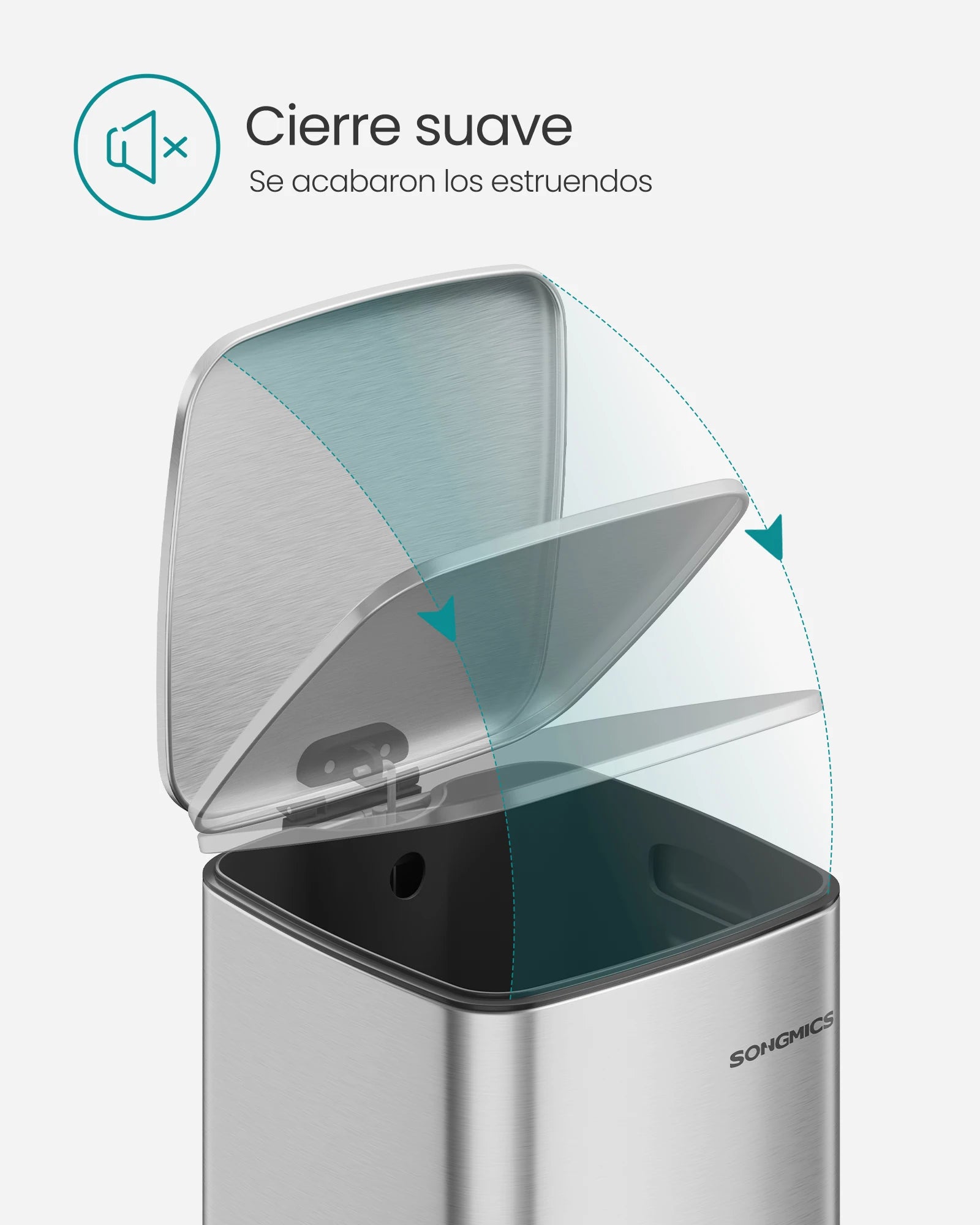 SONGMICS-papelera de cocina de 8 galones con Pedal de acero, cubo interior, cierre suave y se mantiene abierto, color plateado metálico, 30 L,Beige Arena/Negro Tinta