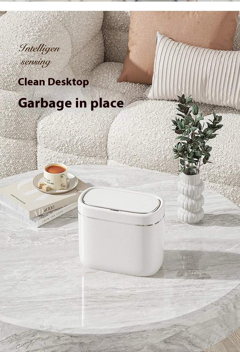 Cubo de basura con Sensor inteligente estrecho de 7/9L, cesta de basura automática con tapa, cubo de basura de escritorio, cubo de basura impermeable para inodoro