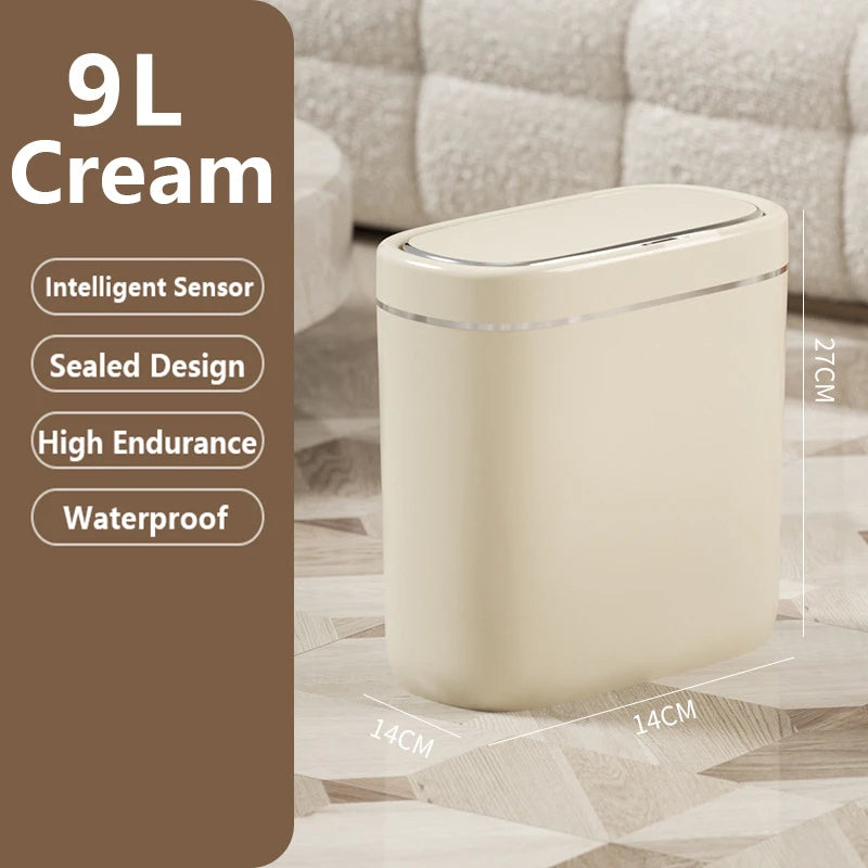 Cubo de basura con Sensor inteligente estrecho de 7/9L, cesta de basura automática con tapa, cubo de basura de escritorio, cubo de basura impermeable para inodoro