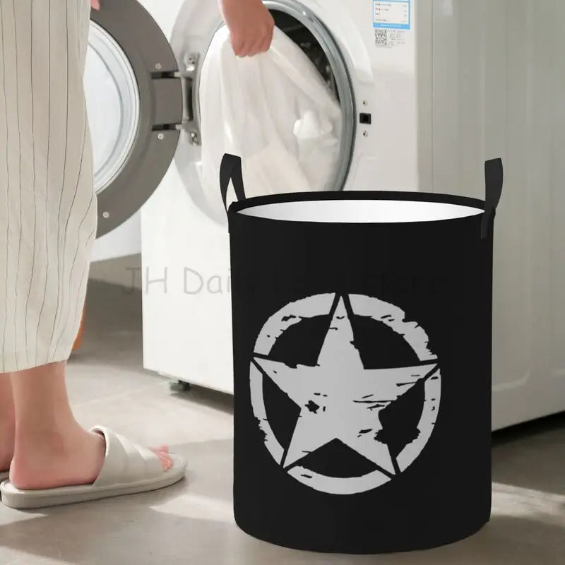 Cesto para la colada táctico militar con forma de estrella y calavera, cesta grande para la colada, cestas plegables para ropa sucia para guardería, dormitorio, decoración del hogar