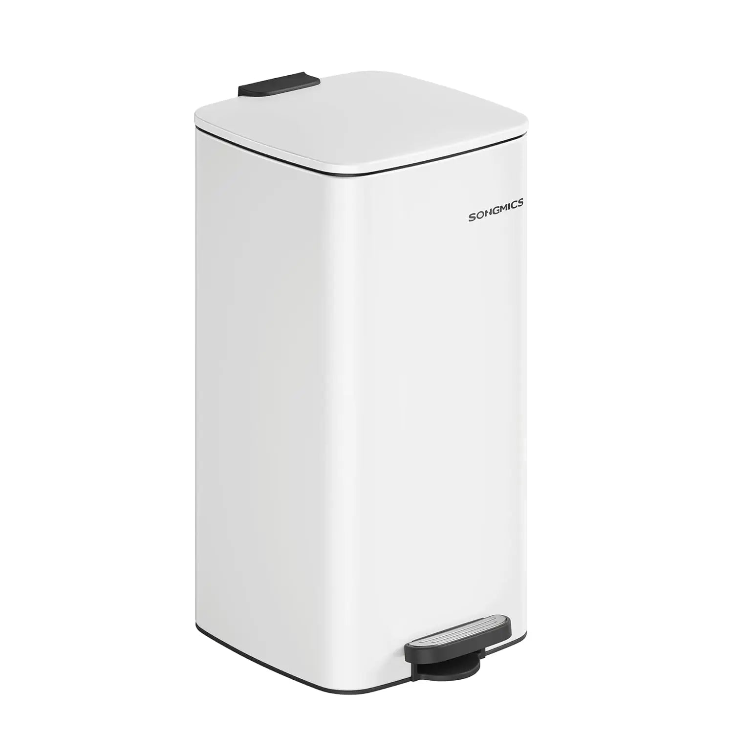 SONGMICS-papelera de cocina de 8 galones con Pedal de acero, cubo interior, cierre suave y se mantiene abierto, color plateado metálico, 30 L,Beige Arena/Negro Tinta