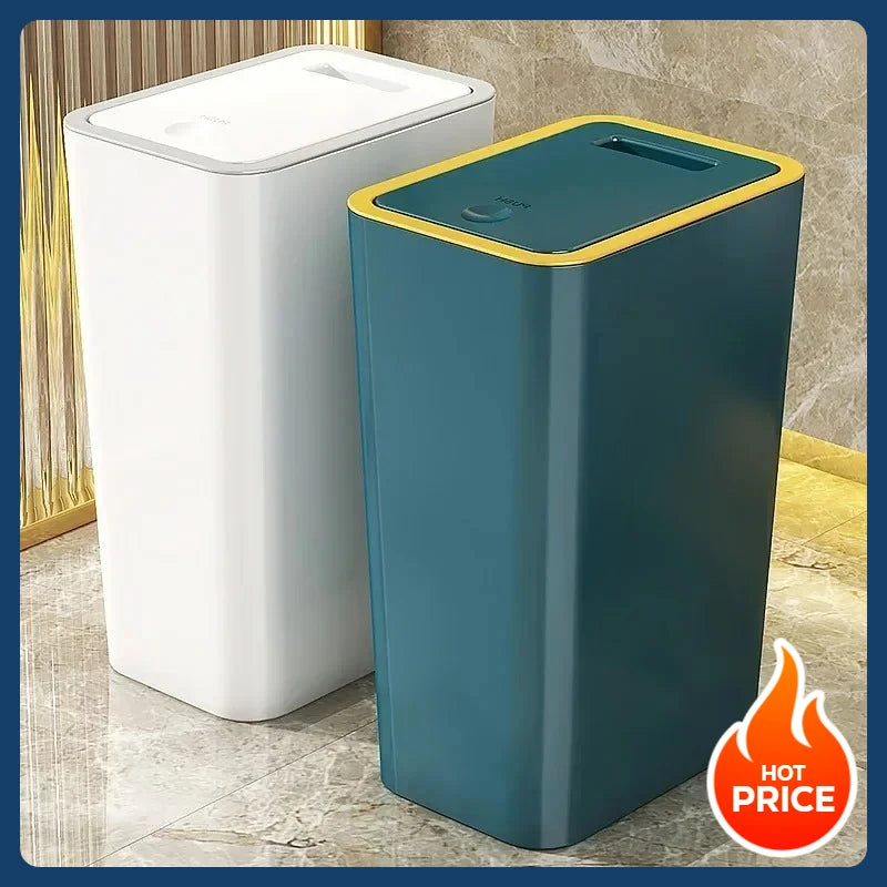 Popular cubo de basura que ahorra espacio resistente a mascotas de 10 litros, caja de plástico duradera a prueba de olores, adecuada para baño y cocina a prueba de fugas