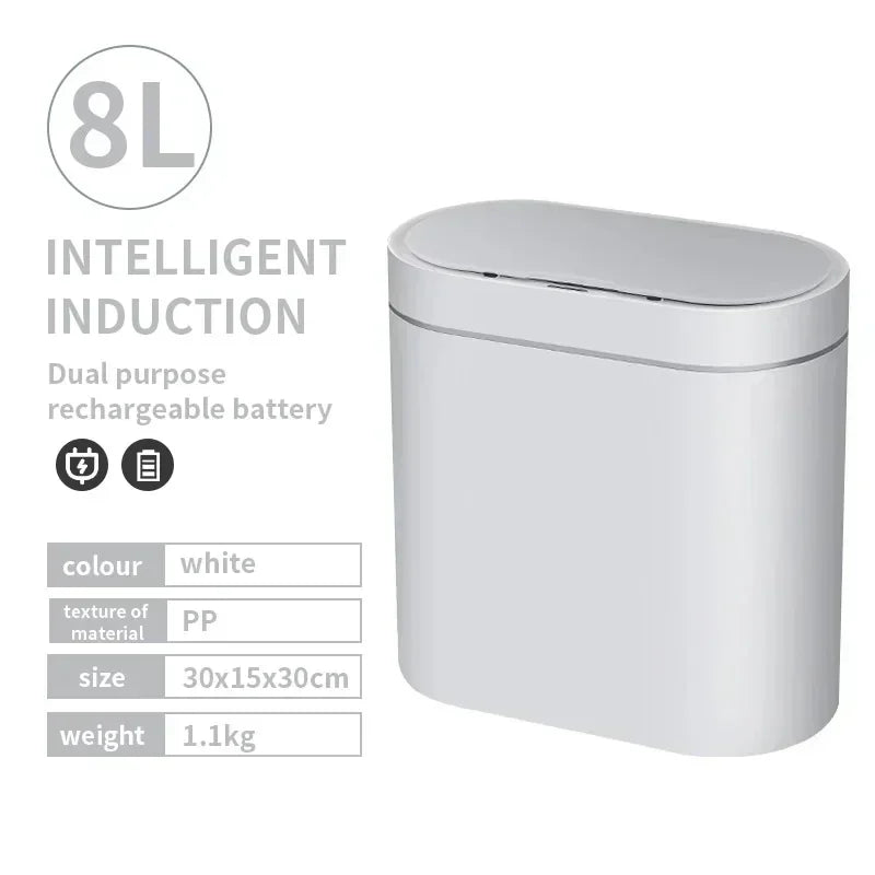 Cubo de basura con Sensor inteligente de 8L/7L, cubo de basura electrónico automático para el hogar, cubo de basura para cocina, inodoro, impermeable, cubo con Sensor de costura estrecha