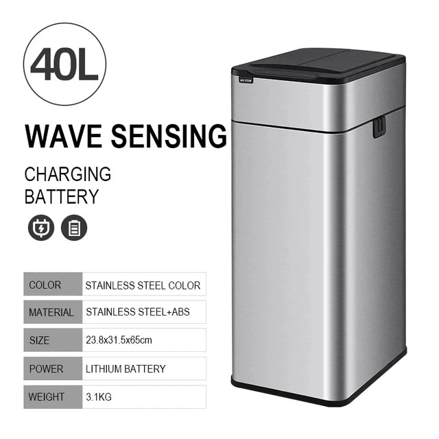 Cubo de basura inteligente para cocina, cubo con Sensor inteligente automático, cubo de basura, papelera para residuos de alimentos, 15/20/30/40/50/60L