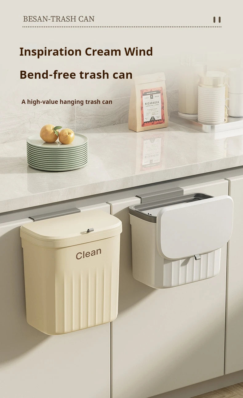 Cubo de basura de cocina, cubo de basura colgante montado en la pared con tapa, cubo de basura para gabinete debajo del fregadero, cubo de basura para Compost, 8,5/12L