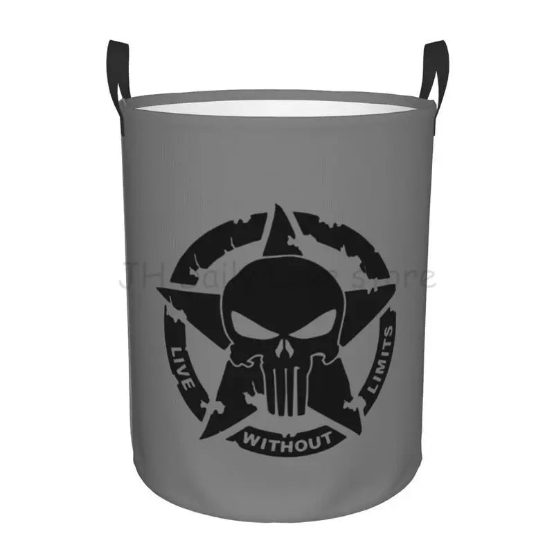 Cesto para la colada táctico militar con forma de estrella y calavera, cesta grande para la colada, cestas plegables para ropa sucia para guardería, dormitorio, decoración del hogar