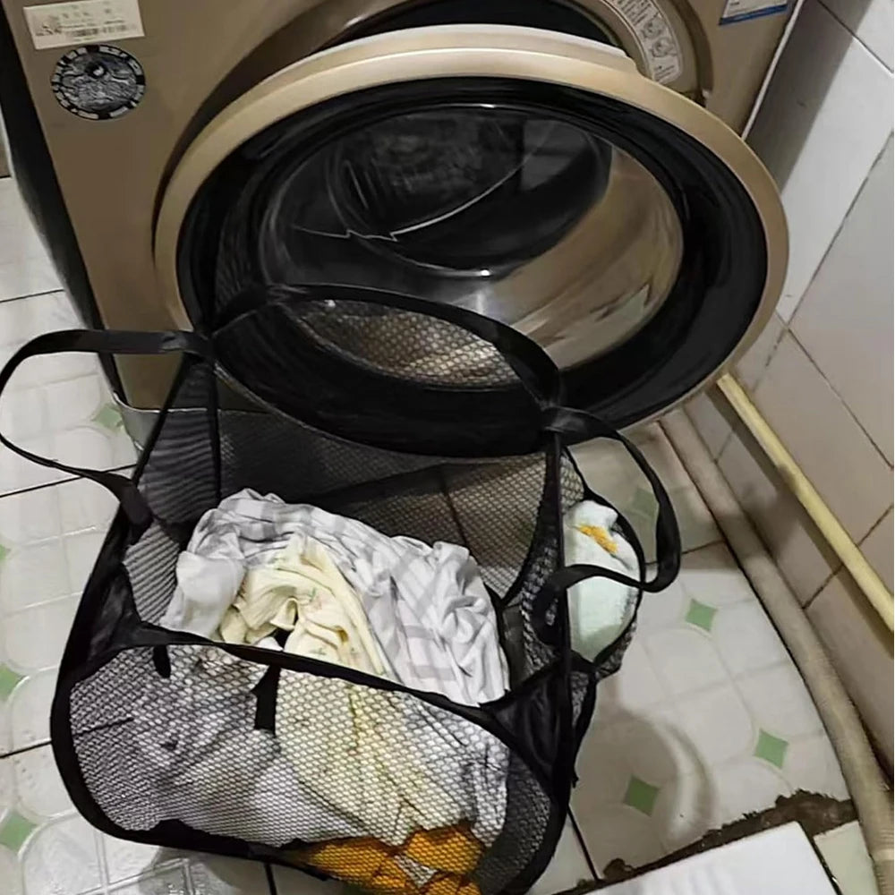 Cesta de lavandería plegable para ropa sucia, cesto emergente de malla, bolsa de almacenamiento de juguetes para el hogar, baño, dormitorio, viaje, 1-10 Uds.