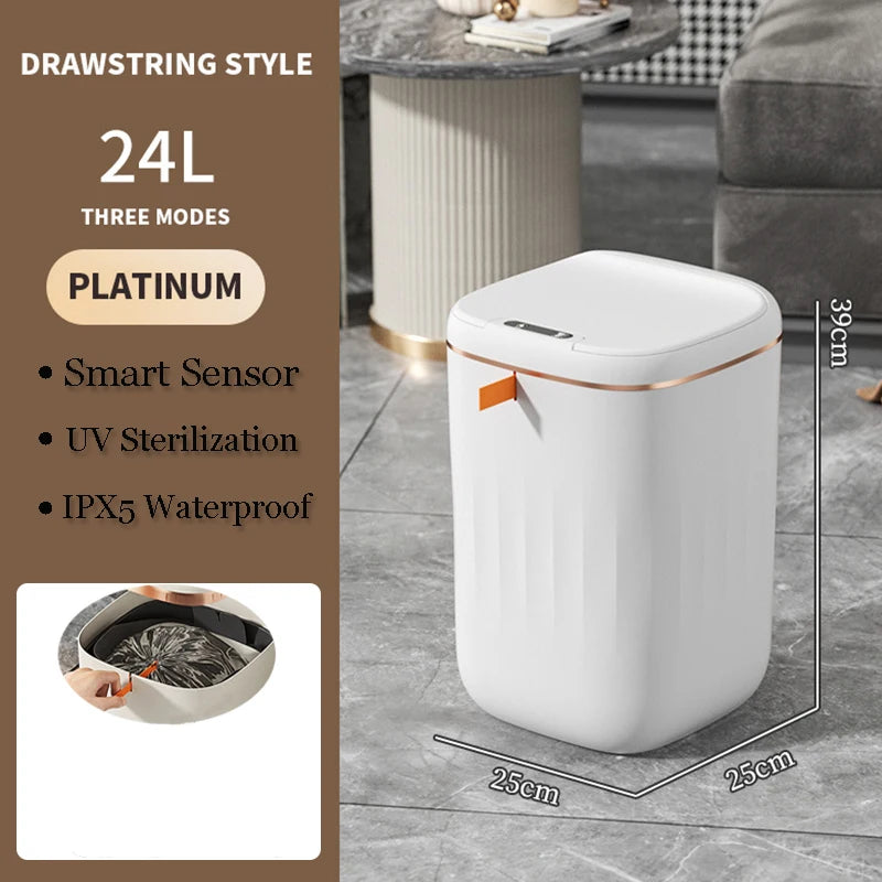 Cubo de basura con Sensor inteligente de 24L, cubo de basura electrónico para baño, cubo de basura con Sensor inteligente automático para cocina, inodoro