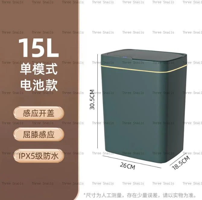 Cubo de basura con Sensor inteligente sin contacto, 15L, ensacado automático, cubo de basura eléctrico para baño, inalámbrico, blanco, eliminación inteligente de cocina para el hogar