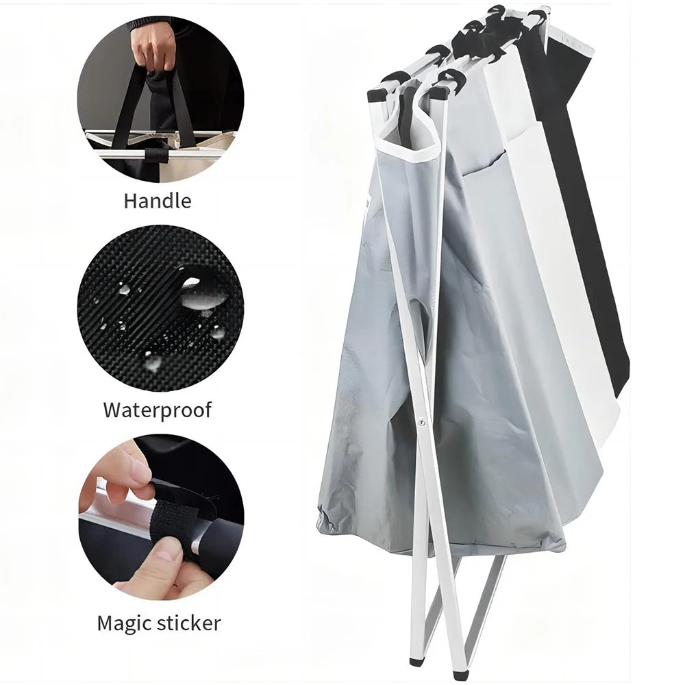 Cesta de lavandería de 3 rejillas, organizador de ropa sucia plegable, cesta de almacenamiento impermeable para baño, contenedores plegables para ropa y juguetes