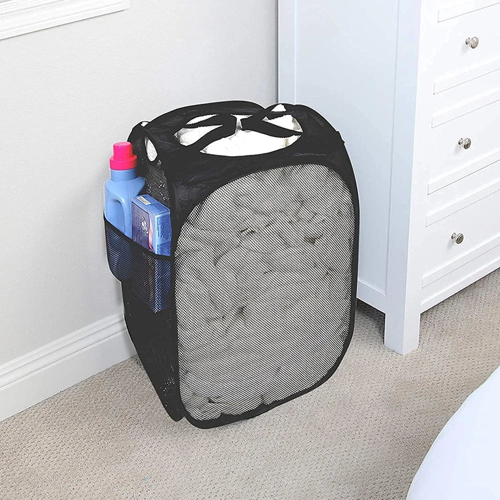 Cesta de lavandería plegable para ropa sucia, cesto emergente de malla, bolsa de almacenamiento de juguetes para el hogar, baño, dormitorio, viaje, 1-10 Uds.