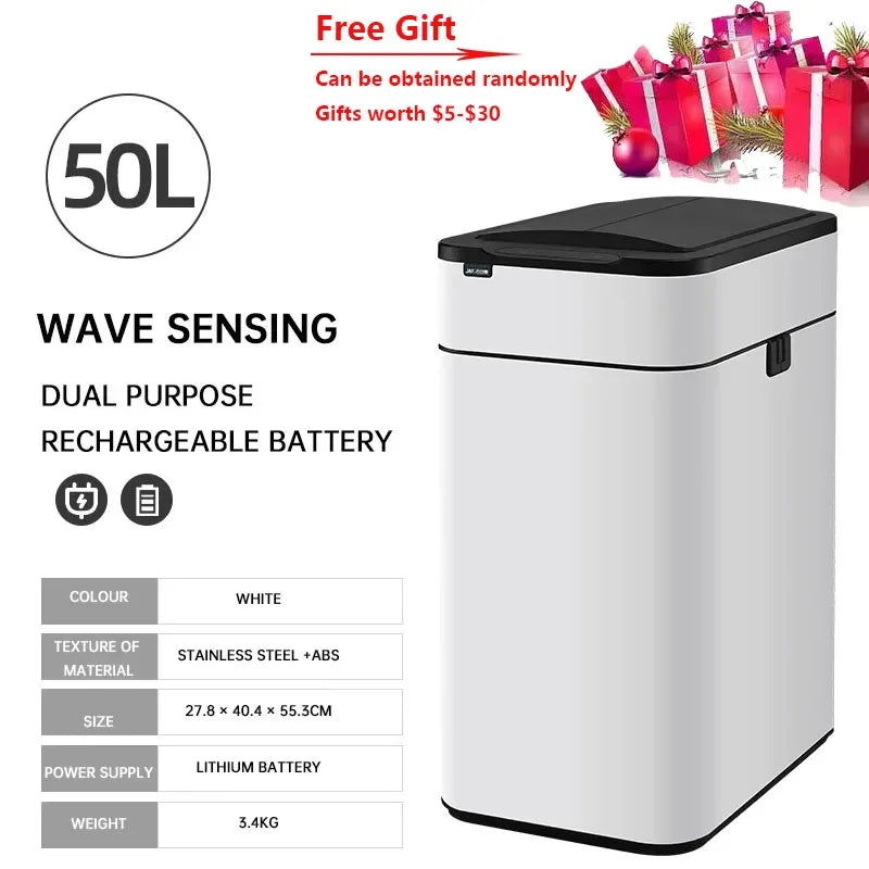 Cubo de basura de 9/15/20/30/40/50/60L, cubo de basura con Sensor inteligente de acero inoxidable de gran capacidad, cubo de basura automático, cubo de basura de cocina