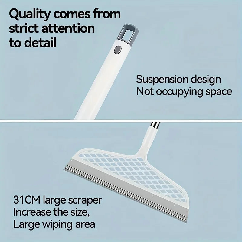 Escoba mágica con cabeza desmontable, raspador de silicona de doble cara, mango de plástico 180 °   Diseño de fácil almacenamiento para baño y sala de estar
