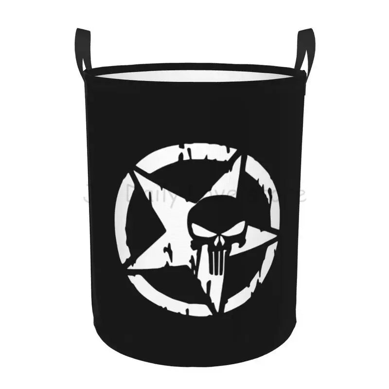 Cesto para la colada táctico militar con forma de estrella y calavera, cesta grande para la colada, cestas plegables para ropa sucia para guardería, dormitorio, decoración del hogar