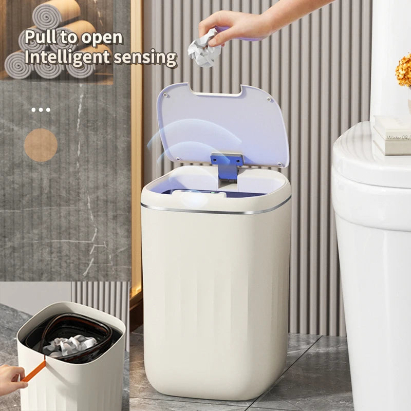 Cubo de basura con Sensor inteligente de 24L, cubo de basura electrónico para baño, cubo de basura con Sensor inteligente automático para cocina, inodoro