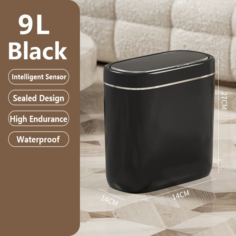 Cubo de basura con Sensor inteligente estrecho de 7/9L, cesta de basura automática con tapa, cubo de basura de escritorio, cubo de basura impermeable para inodoro