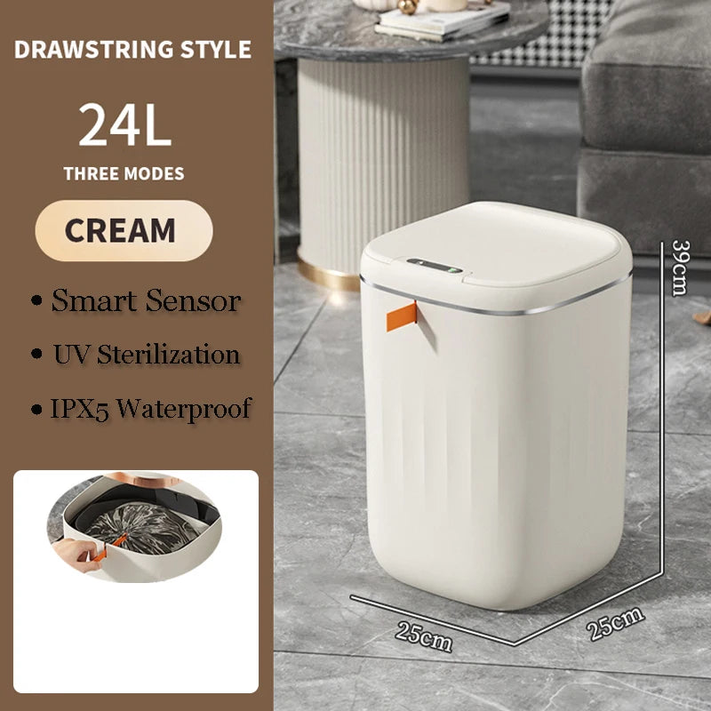 Cubo de basura con Sensor inteligente de 24L, cubo de basura electrónico para baño, cubo de basura con Sensor inteligente automático para cocina, inodoro