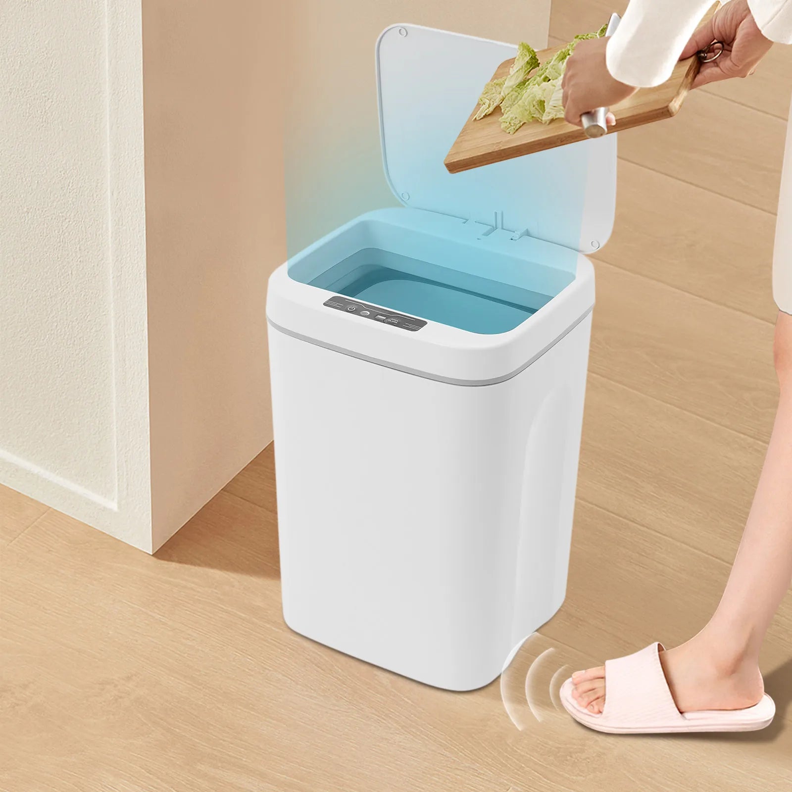 Cubo de basura con sensor, 16 L, cubo de basura automático con sensor inteligente, cubo de basura de cocina y baño, cubo de basura ABS para dormitorio