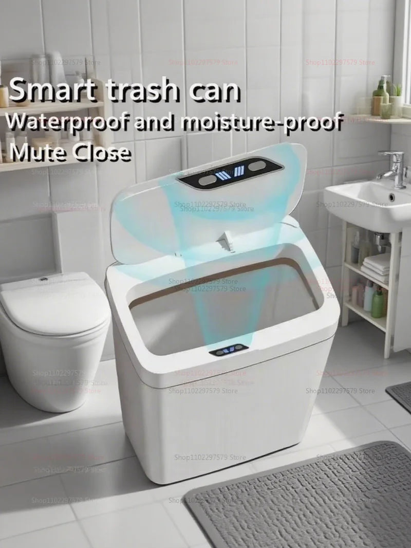 Cubo de basura con Sensor inteligente sin contacto, 15L, ensacado automático, cubo de basura eléctrico para baño, inalámbrico, blanco, eliminación inteligente de cocina para el hogar
