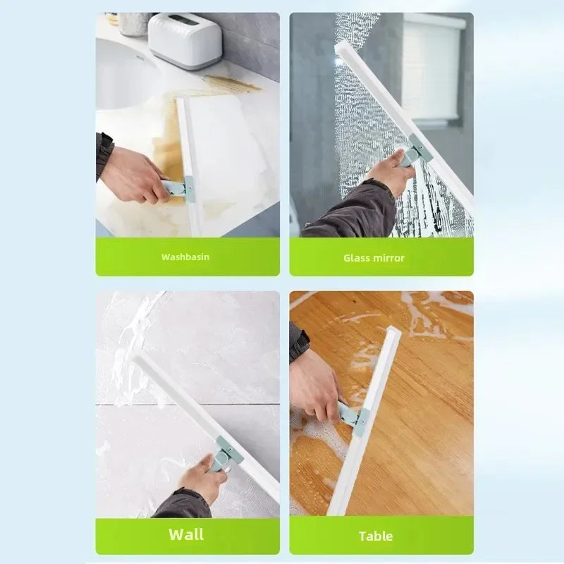 Escoba mágica de silicona para suelo de baño, rascador de limpieza para el baño del hogar, mango de plástico, uso seco y húmedo dos en uno