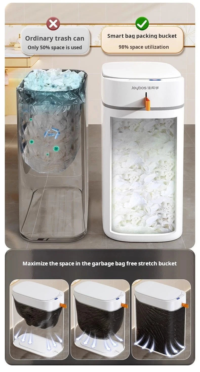 JOYBOS cubo de basura con Sensor inteligente con bolsa de adsorción automática, cubo de basura recargable para el hogar, inodoro, sala de estar y hogar