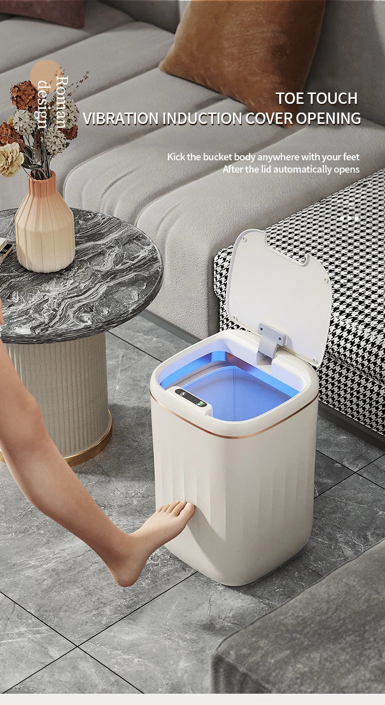Cubo de basura con Sensor inteligente de 24L, cubo de basura electrónico para baño, cubo de basura con Sensor inteligente automático para cocina, inodoro