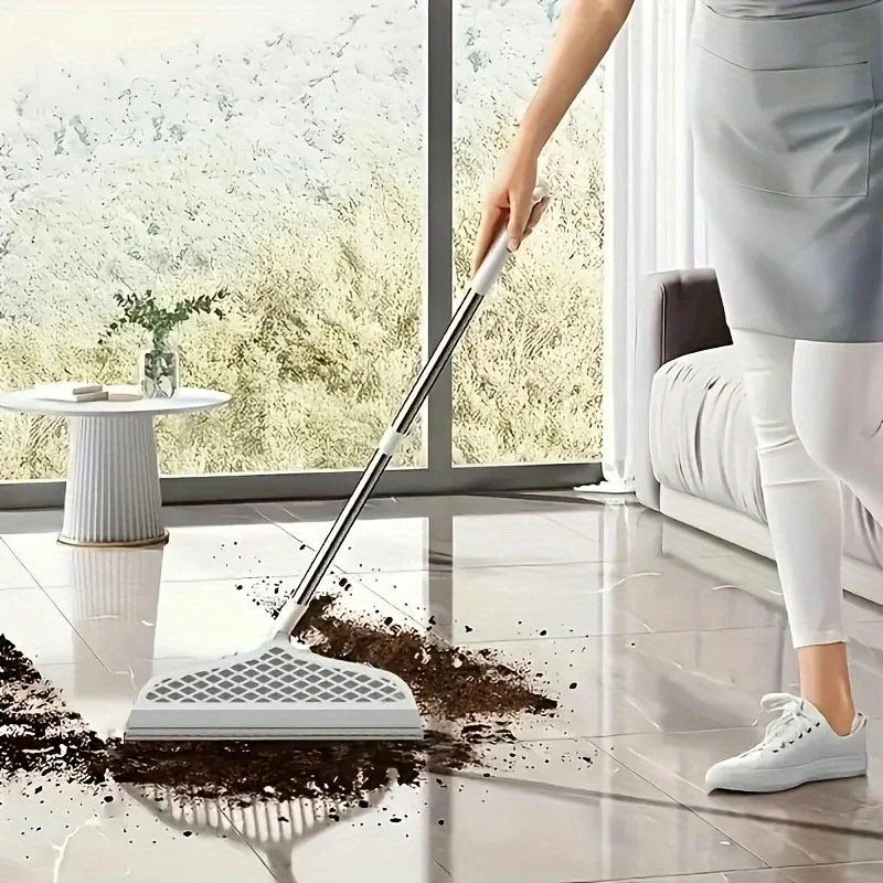 Escoba mágica con cabeza desmontable, raspador de silicona de doble cara, mango de plástico 180 °   Diseño de fácil almacenamiento para baño y sala de estar