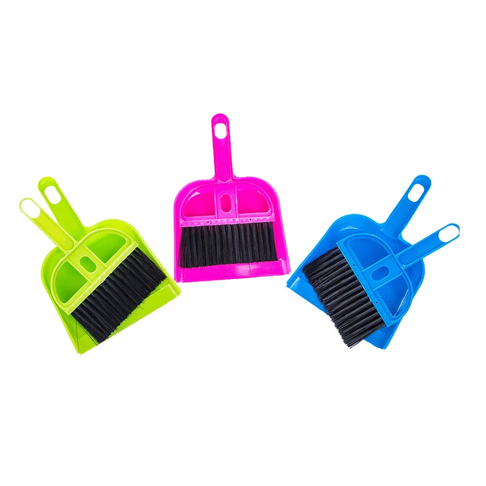 Juego de Mini cepillos de limpieza para teclado, escoba de plástico, recogedor, limpiador de estantería de escritorio multicolor, herramientas de limpieza pequeñas, 6 juegos