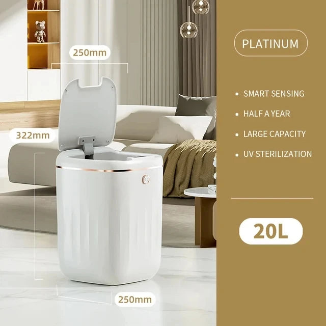 Cubo de basura inteligente de 20L para baño, cubo de basura con Sensor automático, cubo de basura eléctrico, papelera impermeable para cocina, basura de reciclaje