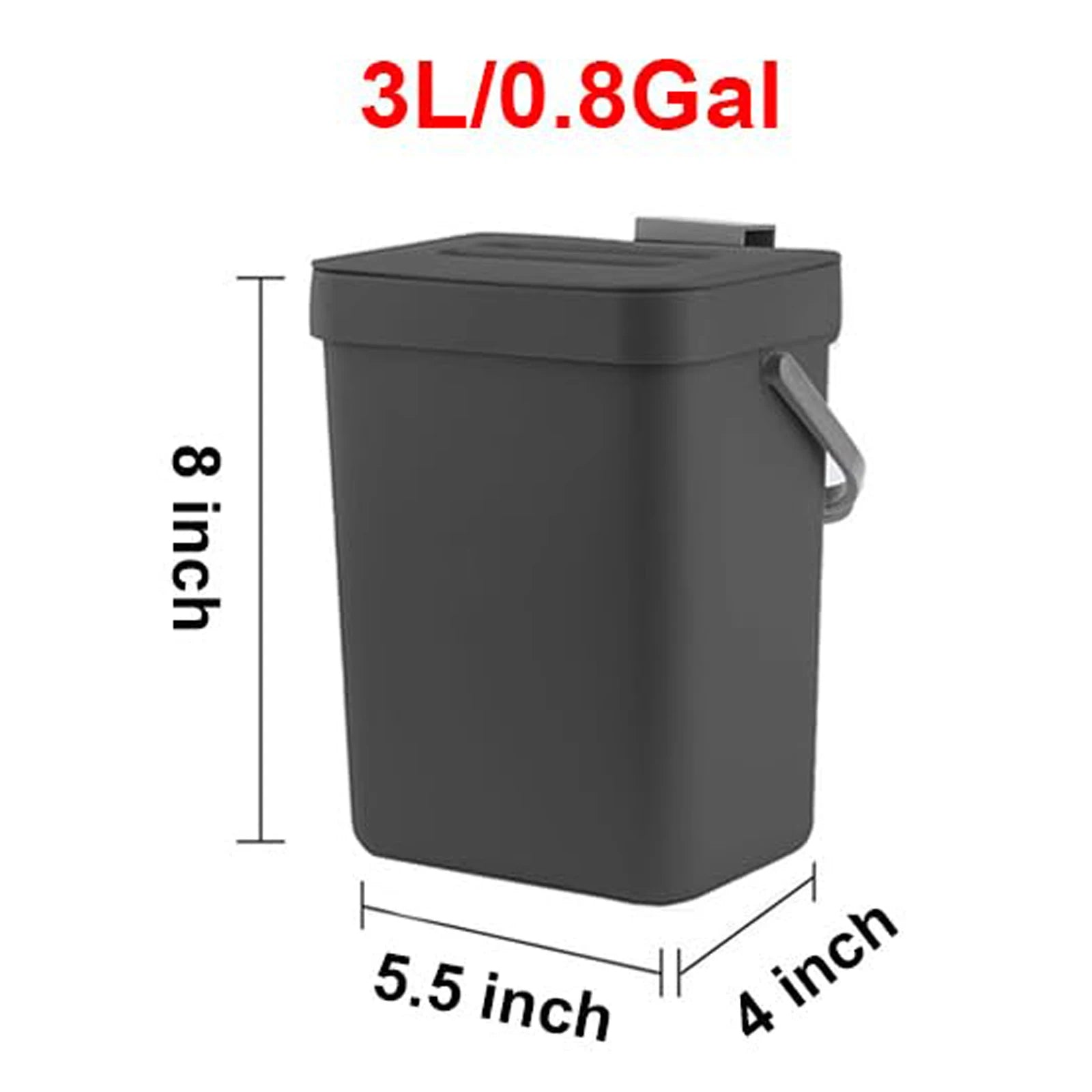 Cubo de basura pequeño de plástico, cubo de basura pequeño colgante con tapa debajo del fregadero para cocina, cubo de basura para alimentos, cubo de basura montable para Baño