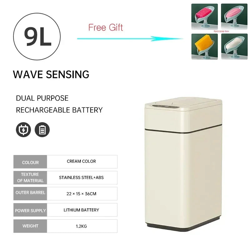 Nueva bote de basura de inducción inteligente para el hogar con tapa, inodoro, cocina, gran capacidad, sala de estar, embalaje automático, cubo de basura