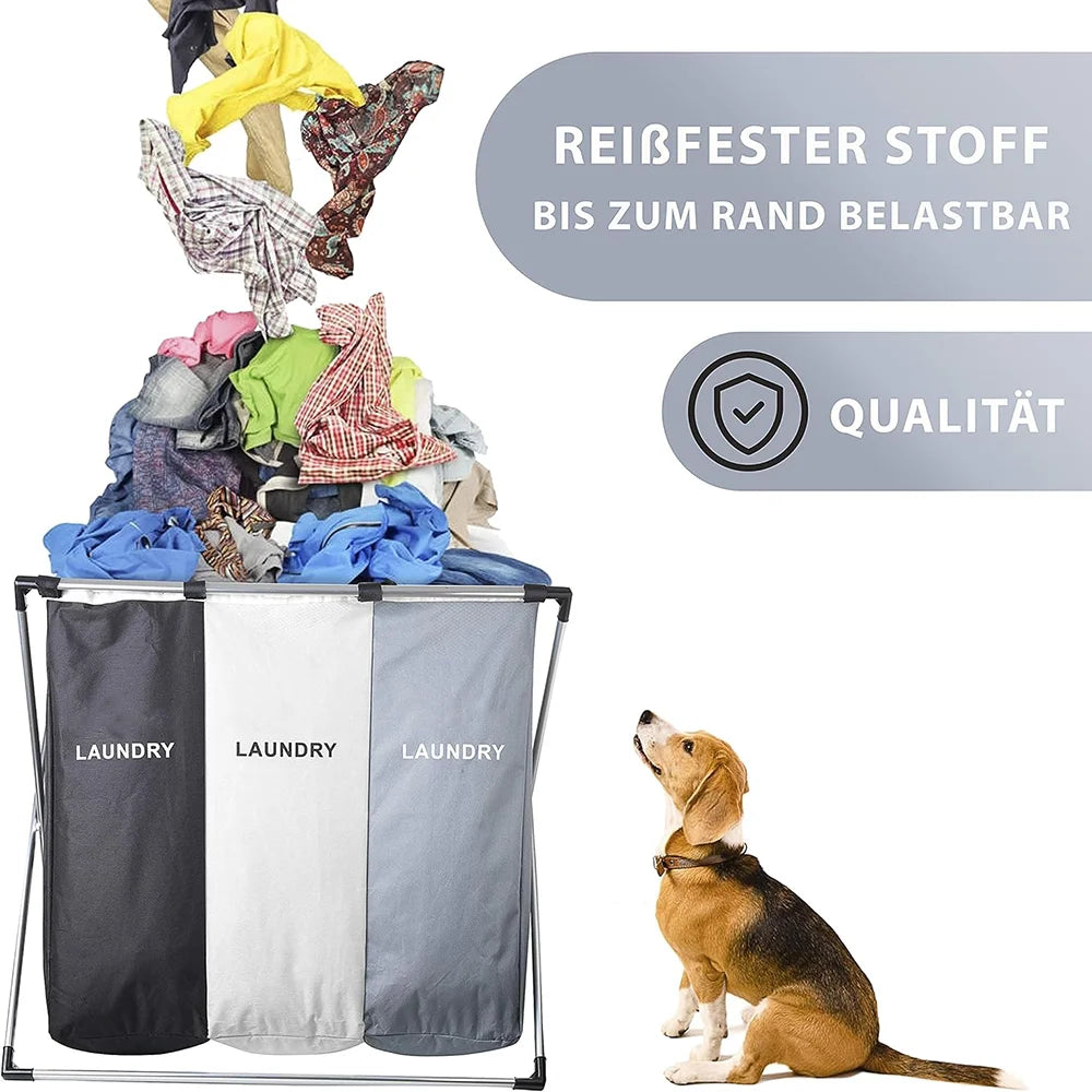 Cesta de lavandería de 3 rejillas, organizador de ropa sucia plegable, cesta de almacenamiento impermeable para baño, contenedores plegables para ropa y juguetes