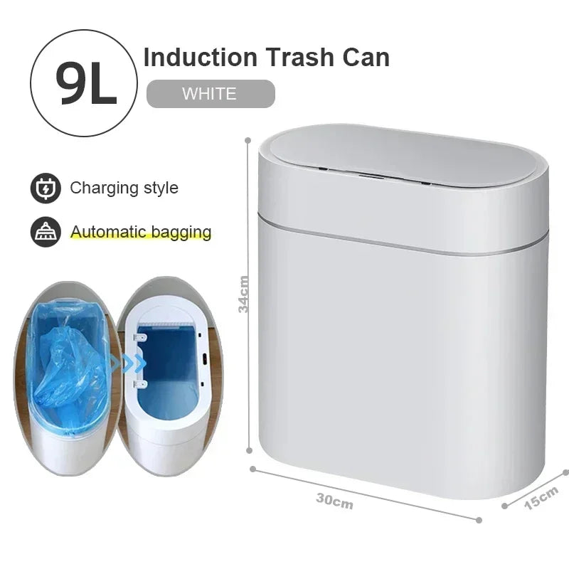 Cubo de basura con Sensor inteligente de 8L/7L, cubo de basura electrónico automático para el hogar, cubo de basura para cocina, inodoro, impermeable, cubo con Sensor de costura estrecha