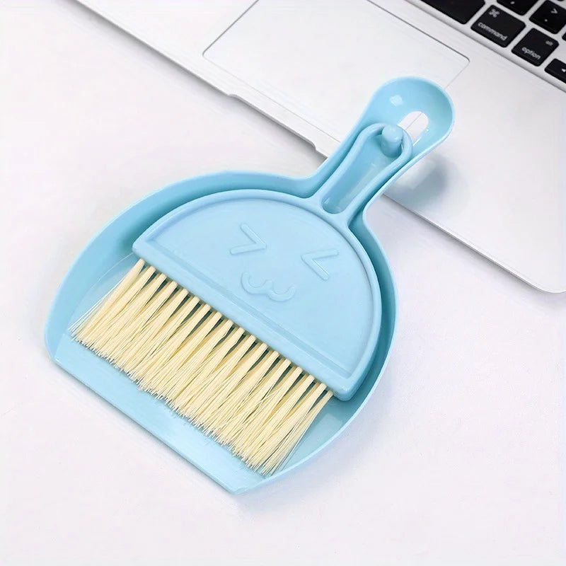 Mini juego de escobas de escritorio, combinación creativa de pala y cepillo de plástico para barrer el cabello y el polvo, herramienta de limpieza eficiente