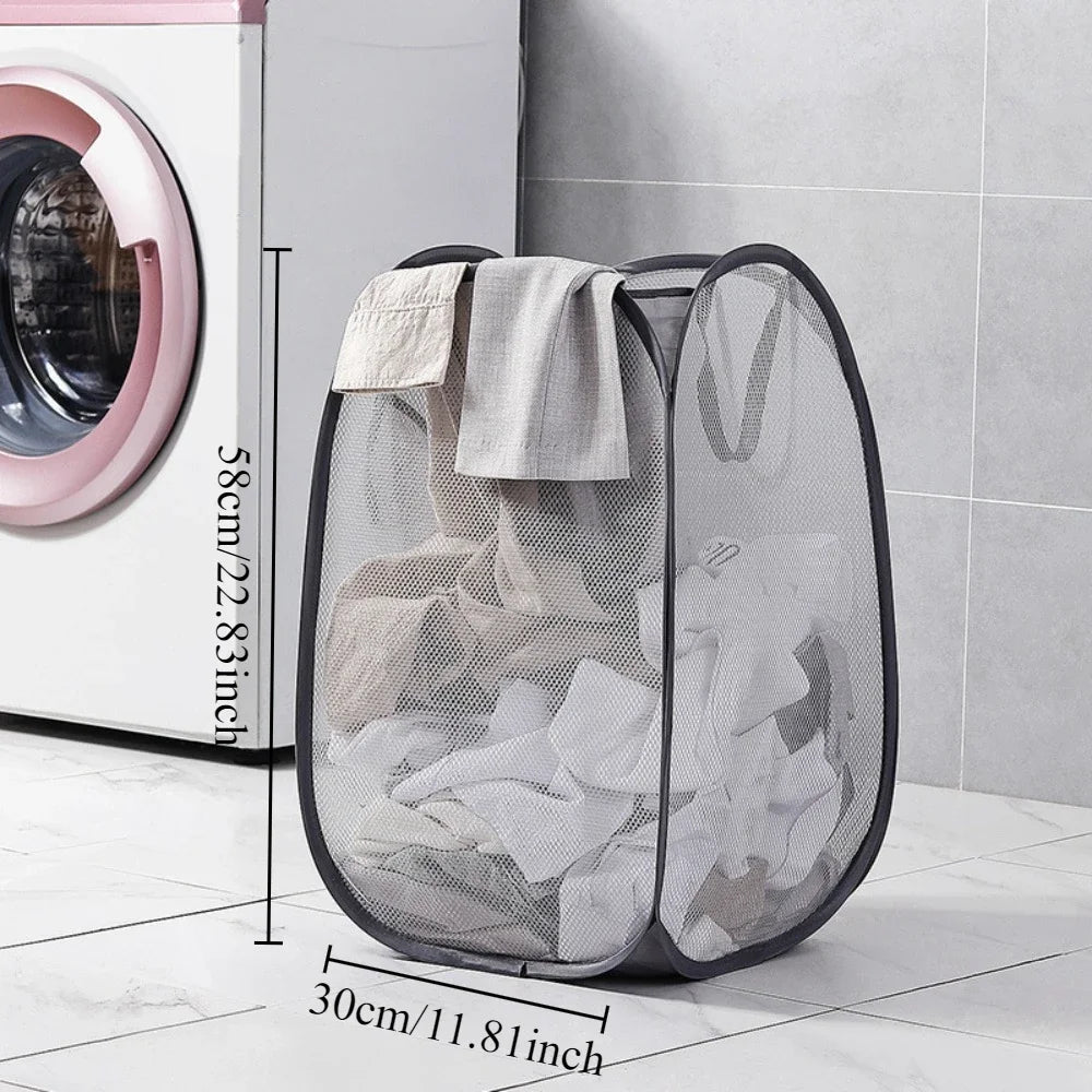 Cesta de lavandería plegable para ropa sucia, cesto emergente de malla, bolsa de almacenamiento de juguetes para el hogar, baño, dormitorio, viaje, 1-10 Uds.